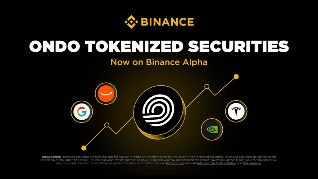 Binance quay lại mảng cổ phiếu token hóa thông qua hợp tác với Ondo Finance缩略图