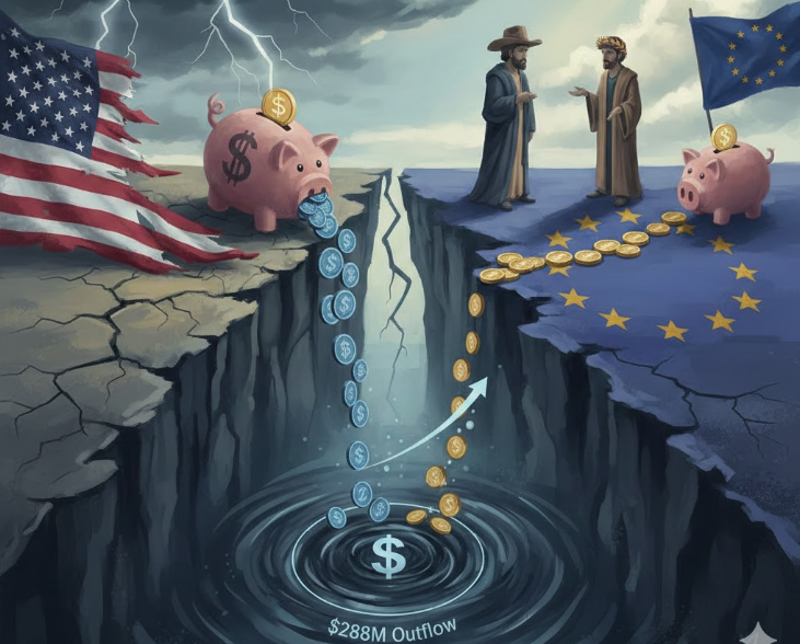 Các quỹ tiền điện tử chứng kiến ​​dòng tiền chảy ra 288 triệu đô la trong bối cảnh bất bình đẳng giữa Mỹ và châu Âu缩略图