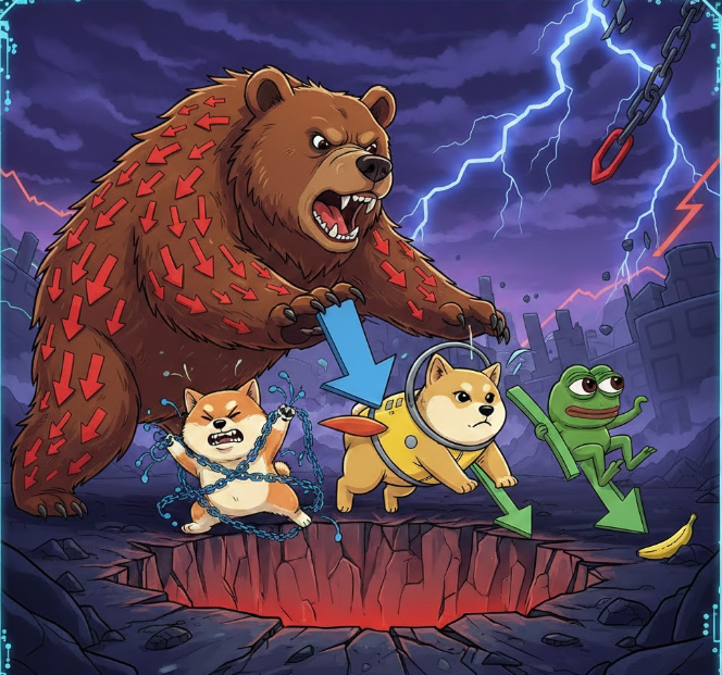 Memecoin: Phe gấu đẩy Dogecoin, Shiba Inu, Pepe vào thế khó缩略图