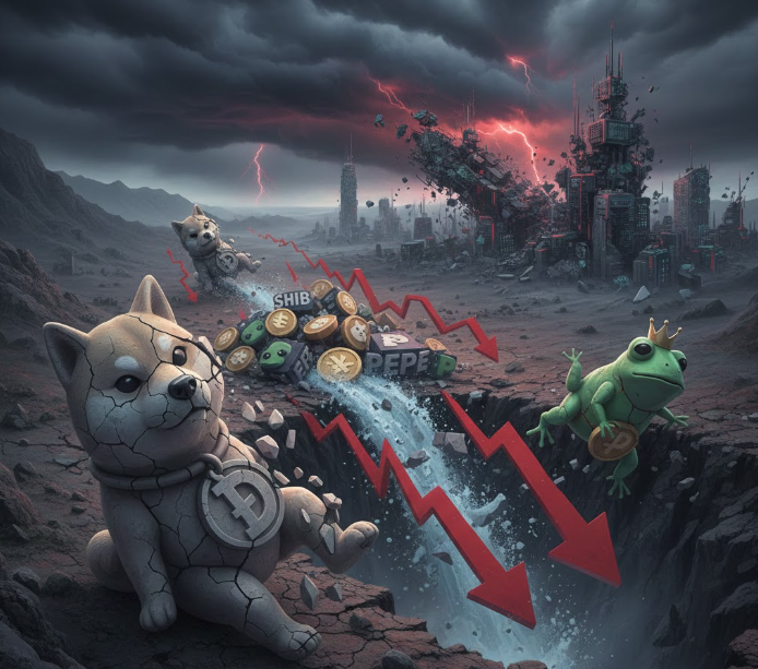 Memecoin: Dogecoin, Shiba Inu và Pepe tiếp tục lao dốc dưới áp lực bán gia tăng缩略图