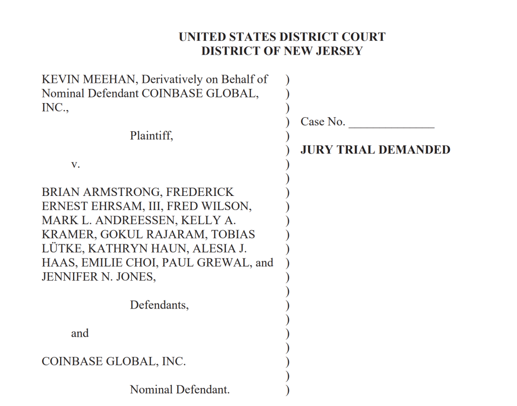 Các lãnh đạo Coinbase đối mặt với vụ kiện mới đòi bồi thường thiệt hại và thu hồi lợi nhuận nội bộ缩略图
