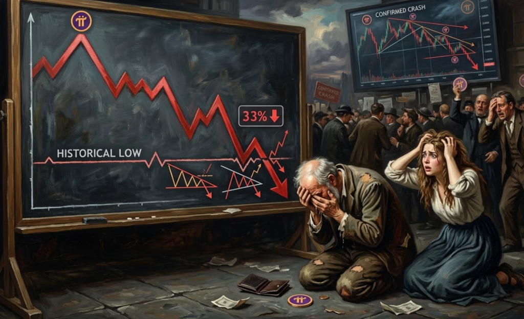 Giá Pi Coin đối mặt mức đáy lịch sử khi mô hình giảm mạnh 33% này được xác nhận缩略图