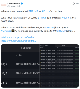 Cá voi ồ ạt gom token TRUMP trước thềm bữa trưa đặc quyền tại Mar-a-Lago của Donald Trump缩略图