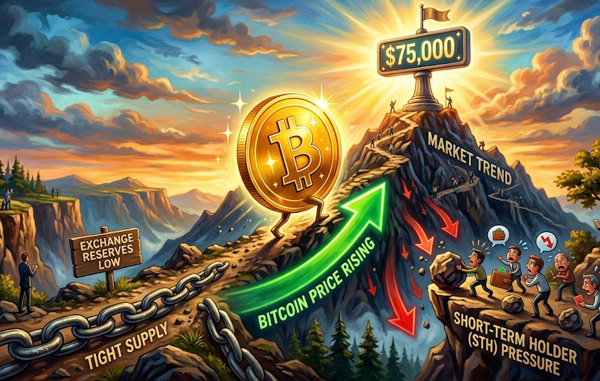 Bitcoin thử thách mốc 75.000 USD khi nguồn cung thắt chặt – Liệu áp lực bán từ STH có chặn đứng đà tăng?缩略图